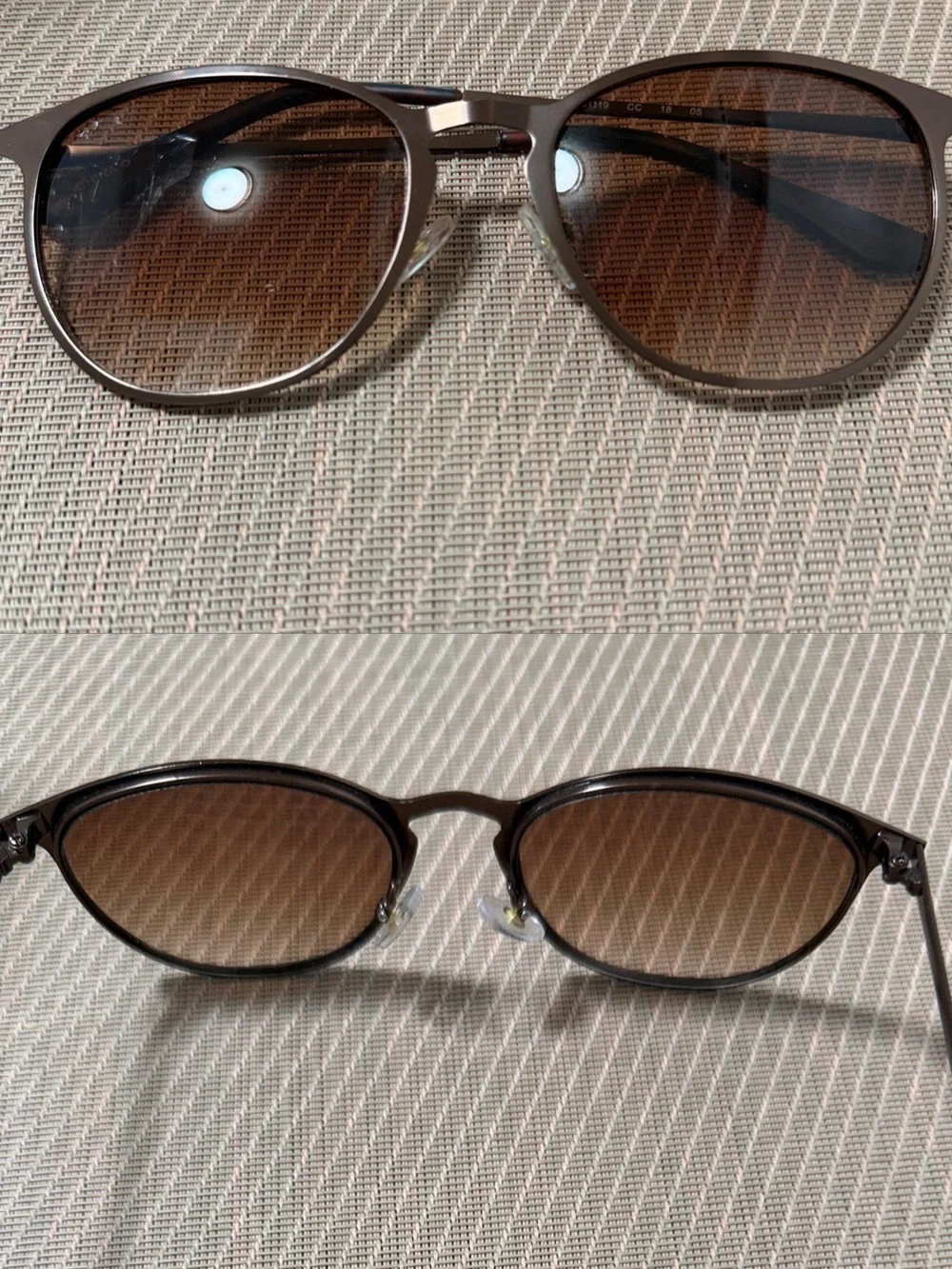 Brown Gradient Round Metal Sunglasses unisex